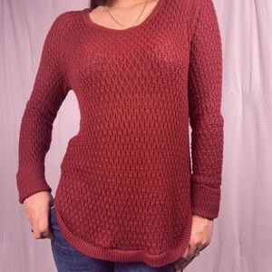 Brick red Absolutely Creative Worldwide boatneck light open knit sweater Size L